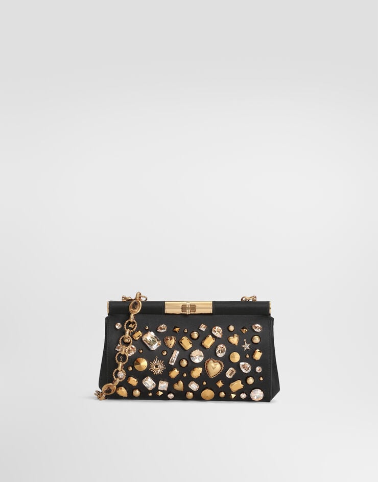 Dolce & Gabbana Marlene shoulder and crossbody satin bag with embroidery Dolce & Gabbana Marlene shoulder and crossbody satin bag with embroidery Black BB7620AY463