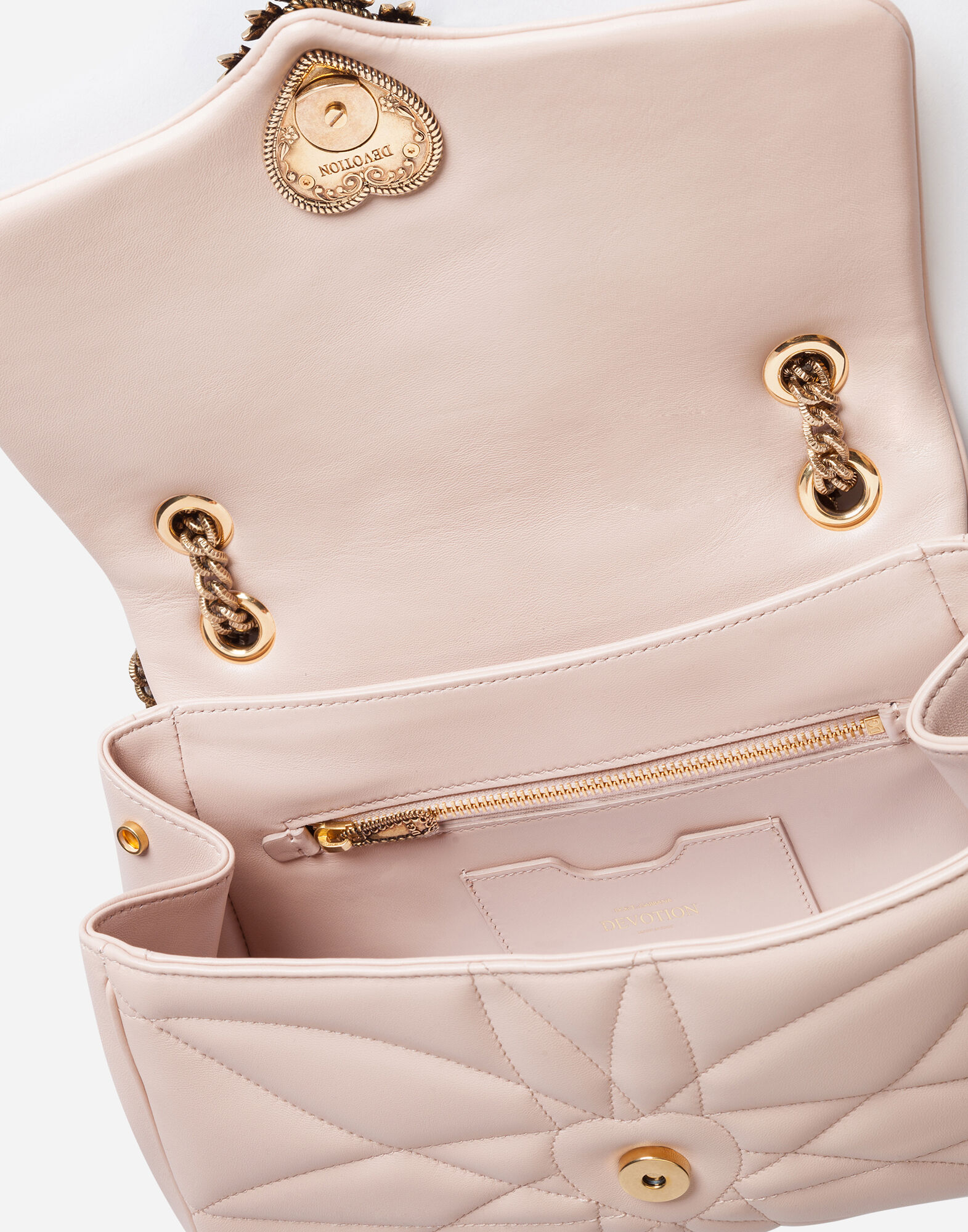 【Dolce & Gabbana】Devotion ラージ ショルダーバッグ ホワイトのウィメンズ DEVOTION バッグ スモール スムーズカーフ
