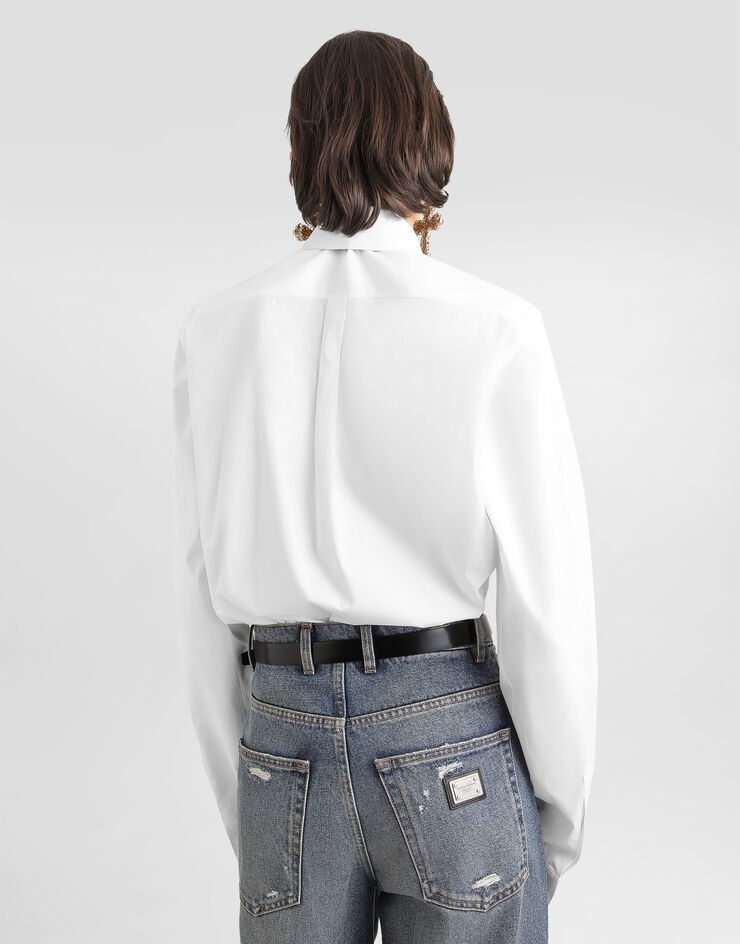 Dolce & Gabbana エンブロイダリー コットン ポプリン シャツ ホワイト F5U89ZFU5WO