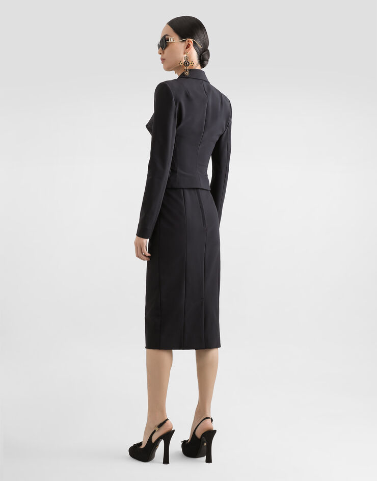 Dolce & Gabbana Longuetteschlauchrock aus technischem Cady Schwarz F4C5TTFUUC7