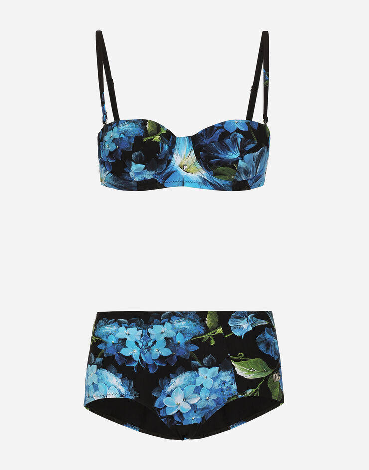 Dolce & Gabbana Bluebell-print balconette bikini with high-waisted bikini bottoms Print O8A27JFSG8F