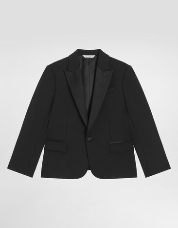 Dolce & Gabbana Single-breasted jacket in bi-stretch sallia Black L41J89G7PQI