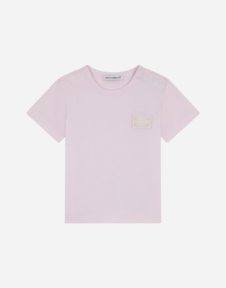 Dolce & Gabbana Camiseta de punto con placa del logo Rosa L1JT7TG7OLK