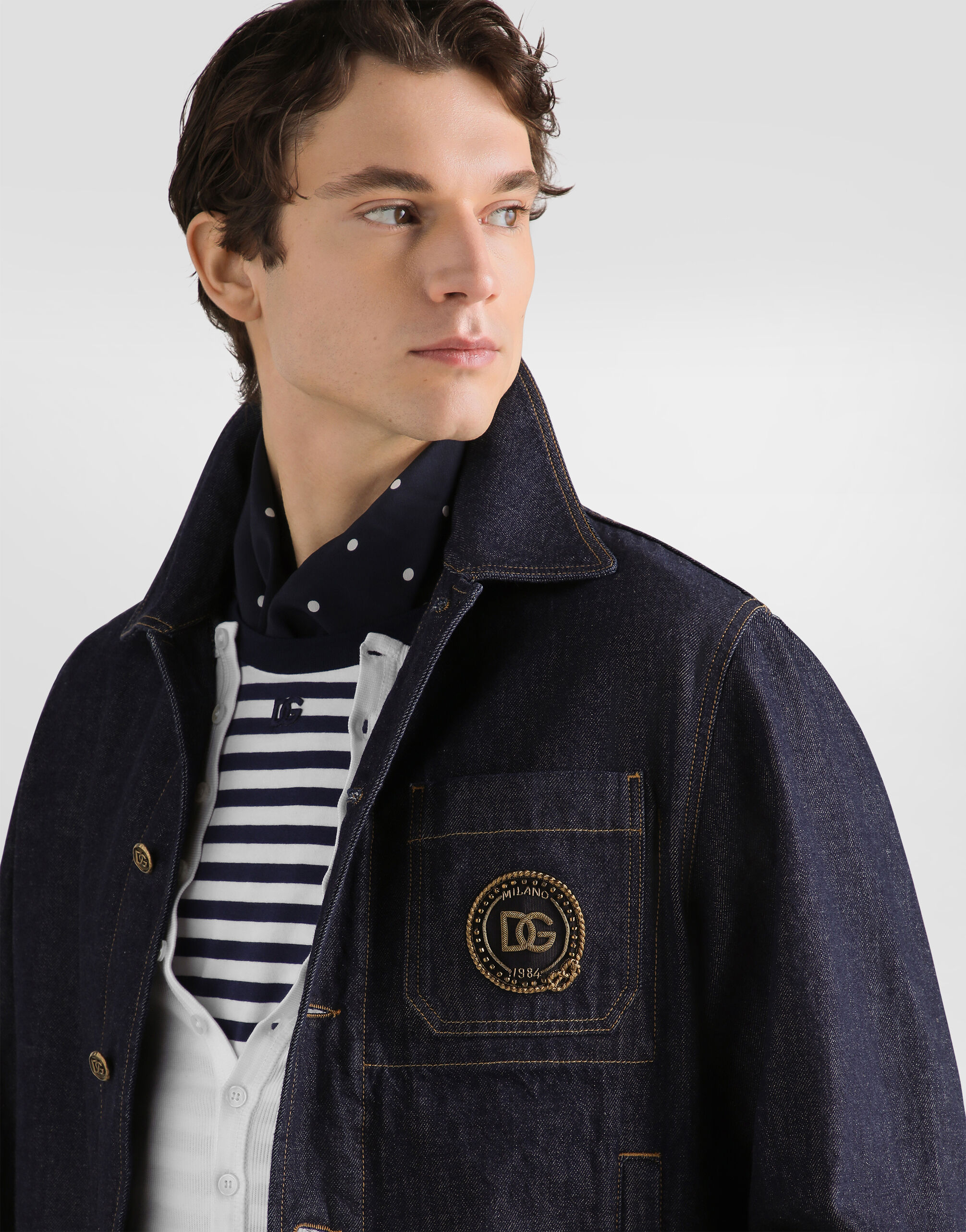 DOLCE&GABBANA Gジャン Denim jacket with logo patch in Multicolor for Men | Dolce&Gabbana® US