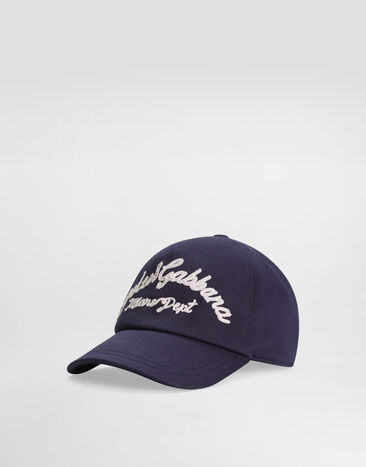 Dolce & Gabbana Gabardine baseball cap with Dolce&Gabbana logo Blue LB4H80G7O2X