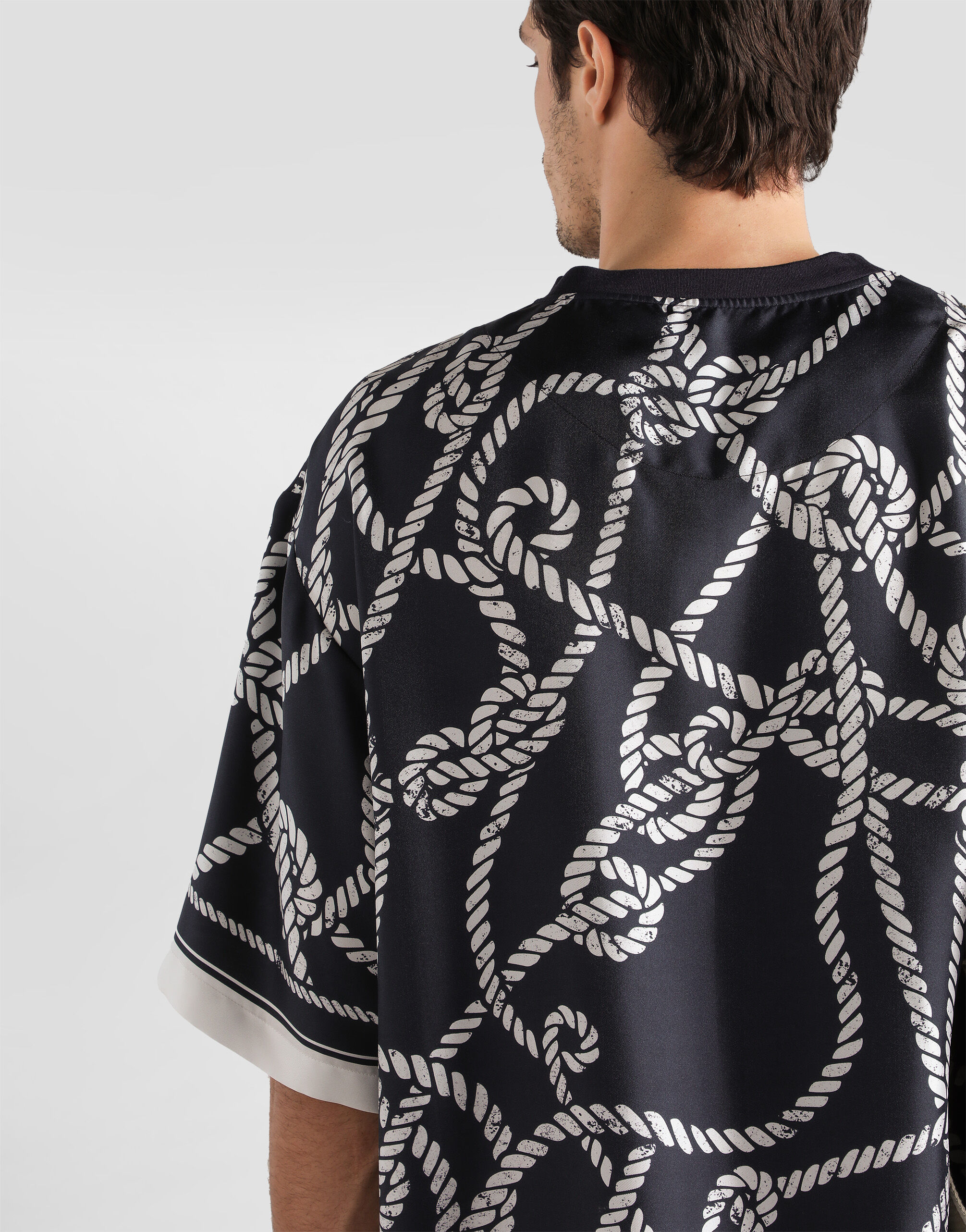 Marina-print silk t-shirt in Multicolor for Men | Dolce&Gabbana®