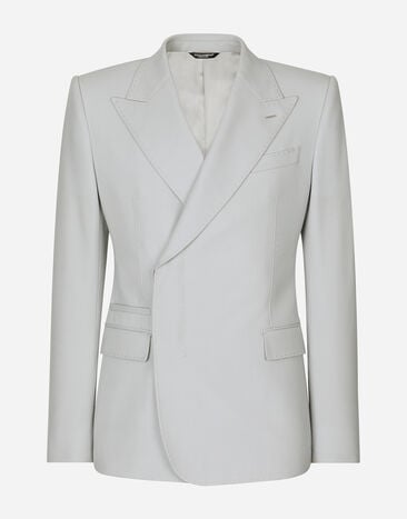 Dolce & Gabbana Double-breasted stretch wool Sicilia-fit jacket White G2NW1TFU4DV