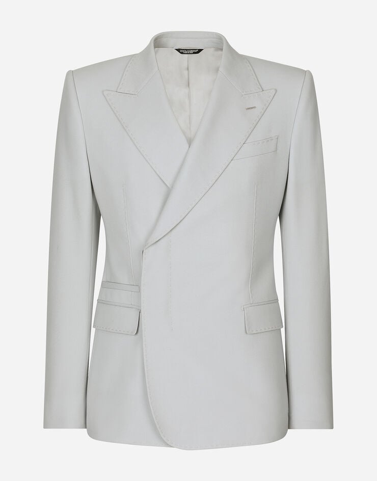 Dolce & Gabbana Zweireihige Jacke Sicilia aus Wollstretch Grau G2RQ3TFUBE7