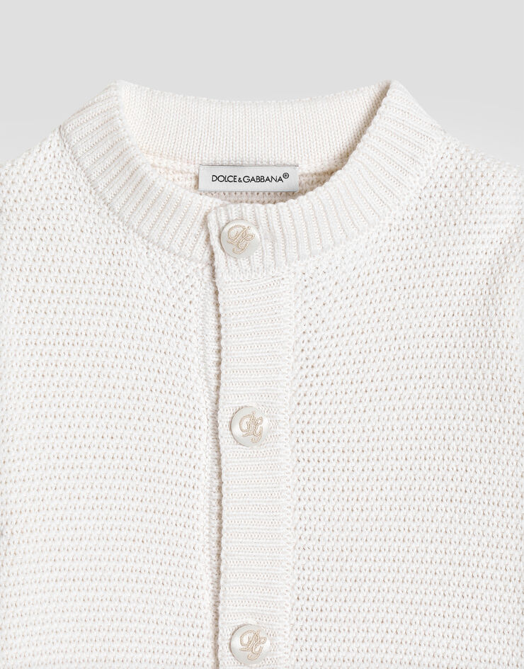 Dolce & Gabbana Seed stitch cotton and cashmere knit cardigan White L1KWG1JGMG8