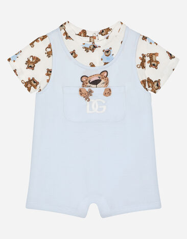 Dolce & Gabbana Pelele de punto con estampado baby leo Azul L1JO6TG7M5U