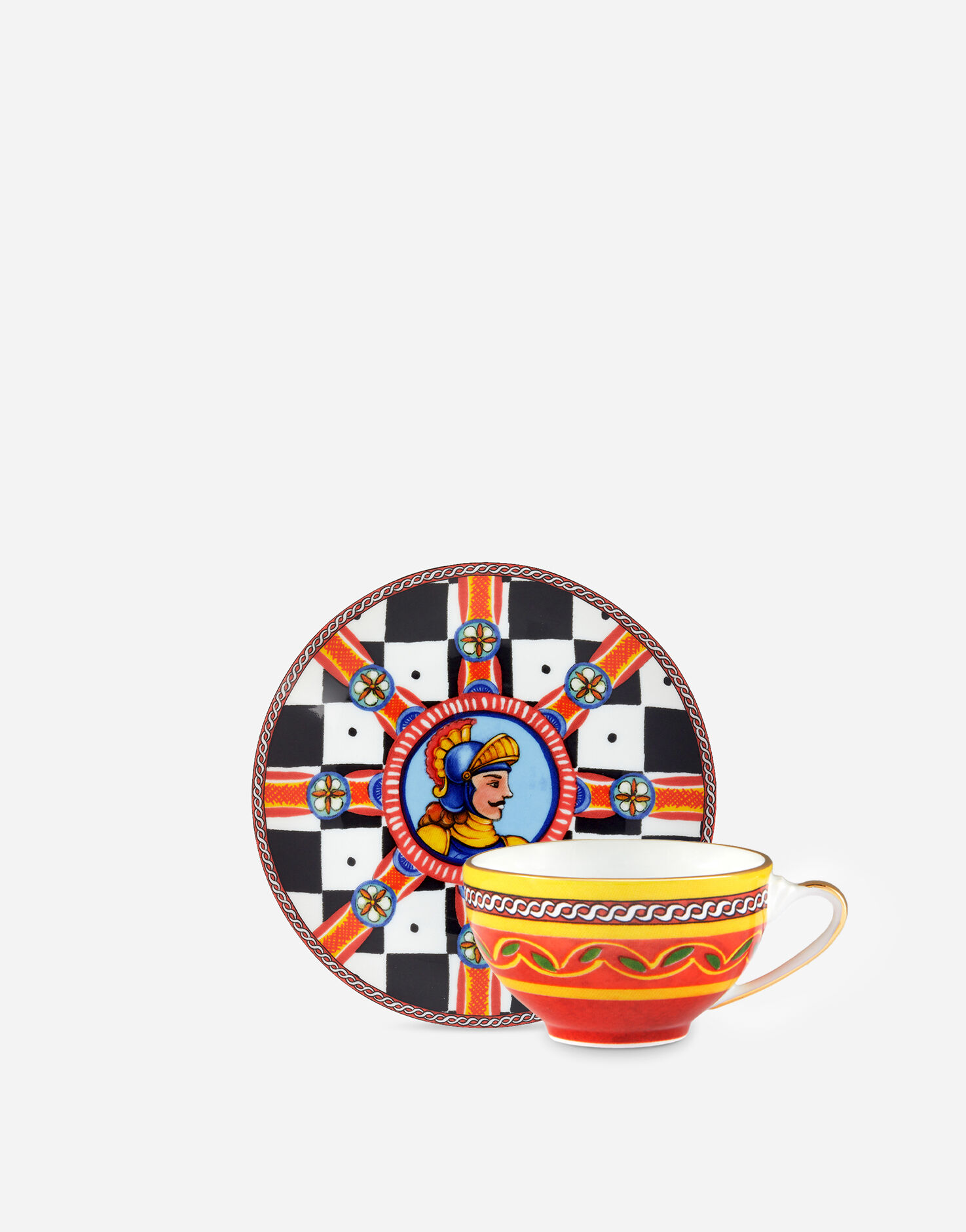 Dolce & Gabbana Tazza Caffè con Piattino in Porcellana Multicolore TC0S08TCAK3