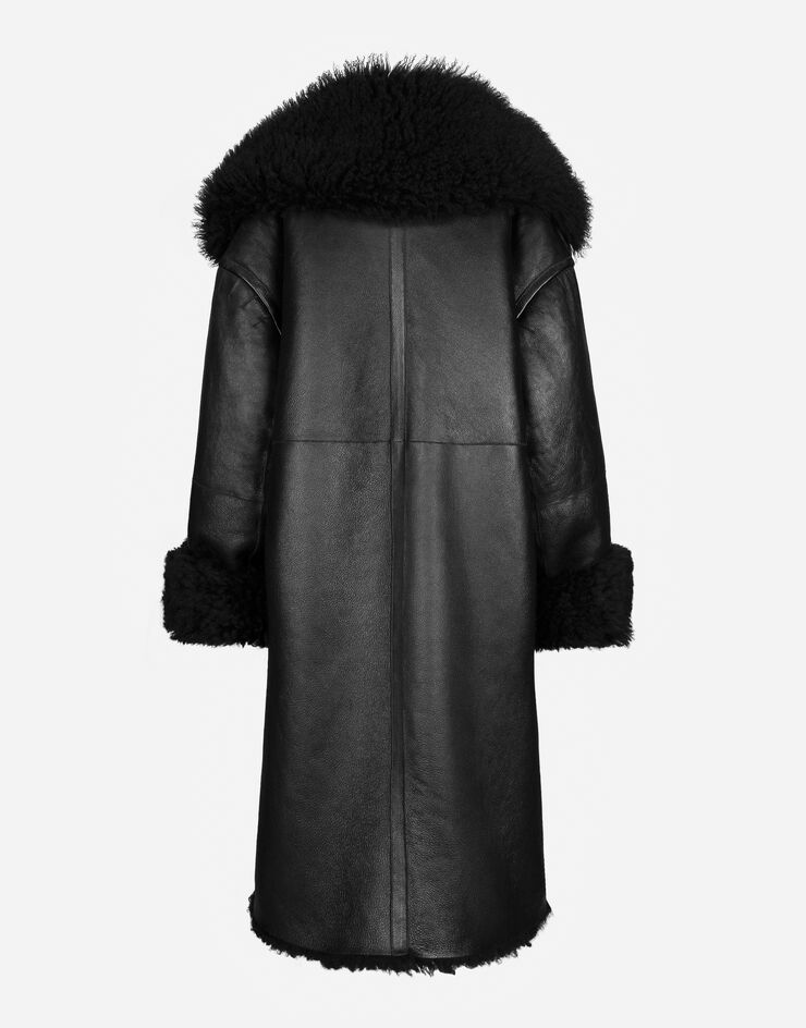 Dolce&Gabbana Double-breasted shearling coat Black F0W1ILFUP8Q