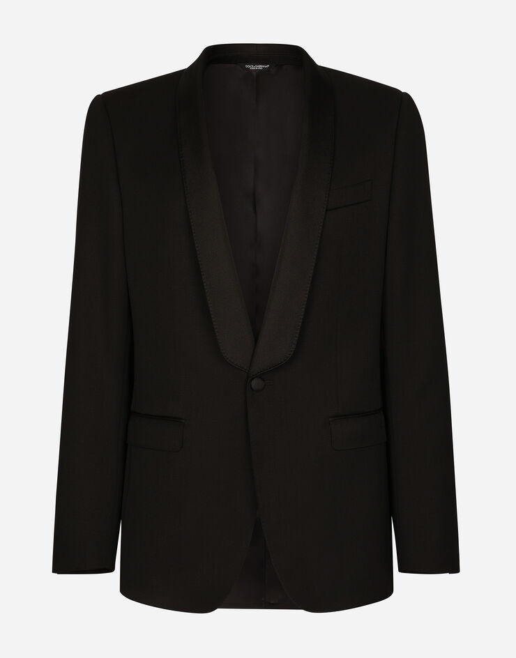 Dolce & Gabbana Chaqueta Sicilia de esmoquin en lana elástica con botonadura sencilla Negro G2RU1TFUBE7
