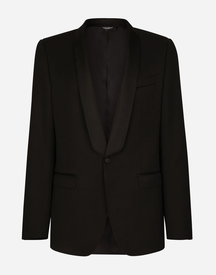 Dolce & Gabbana Single-breasted stretch wool Sicilia-fit tuxedo jacket Black G2RU1TFUBE7