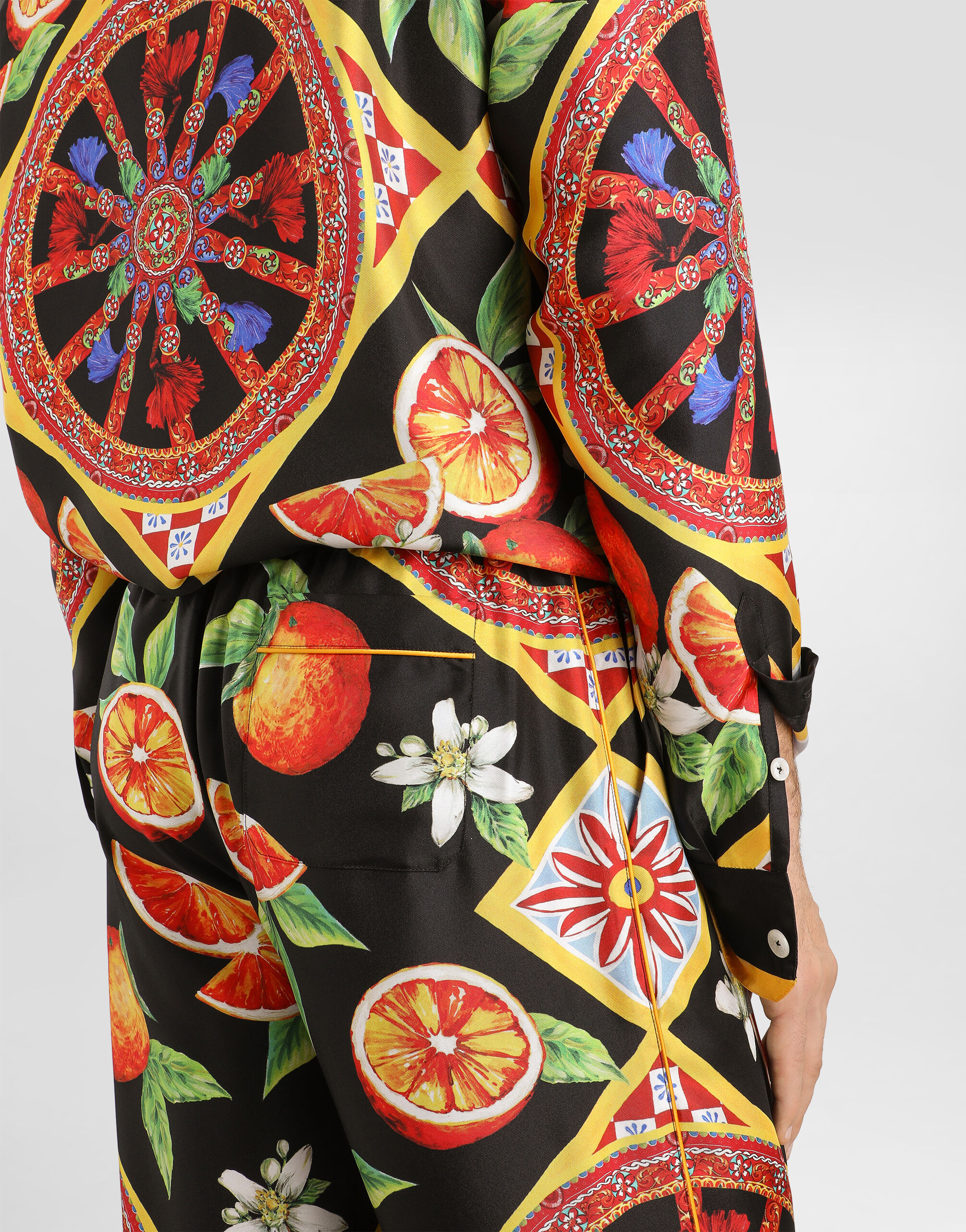 Carretto-print vanity silk twill trousers - thumbnail 5