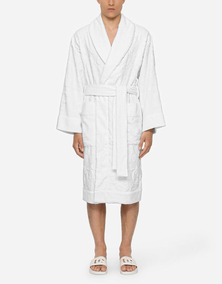 Dolce & Gabbana Bath Robe in Terry Cotton Jacquard Multicolor TCF009TCAGM