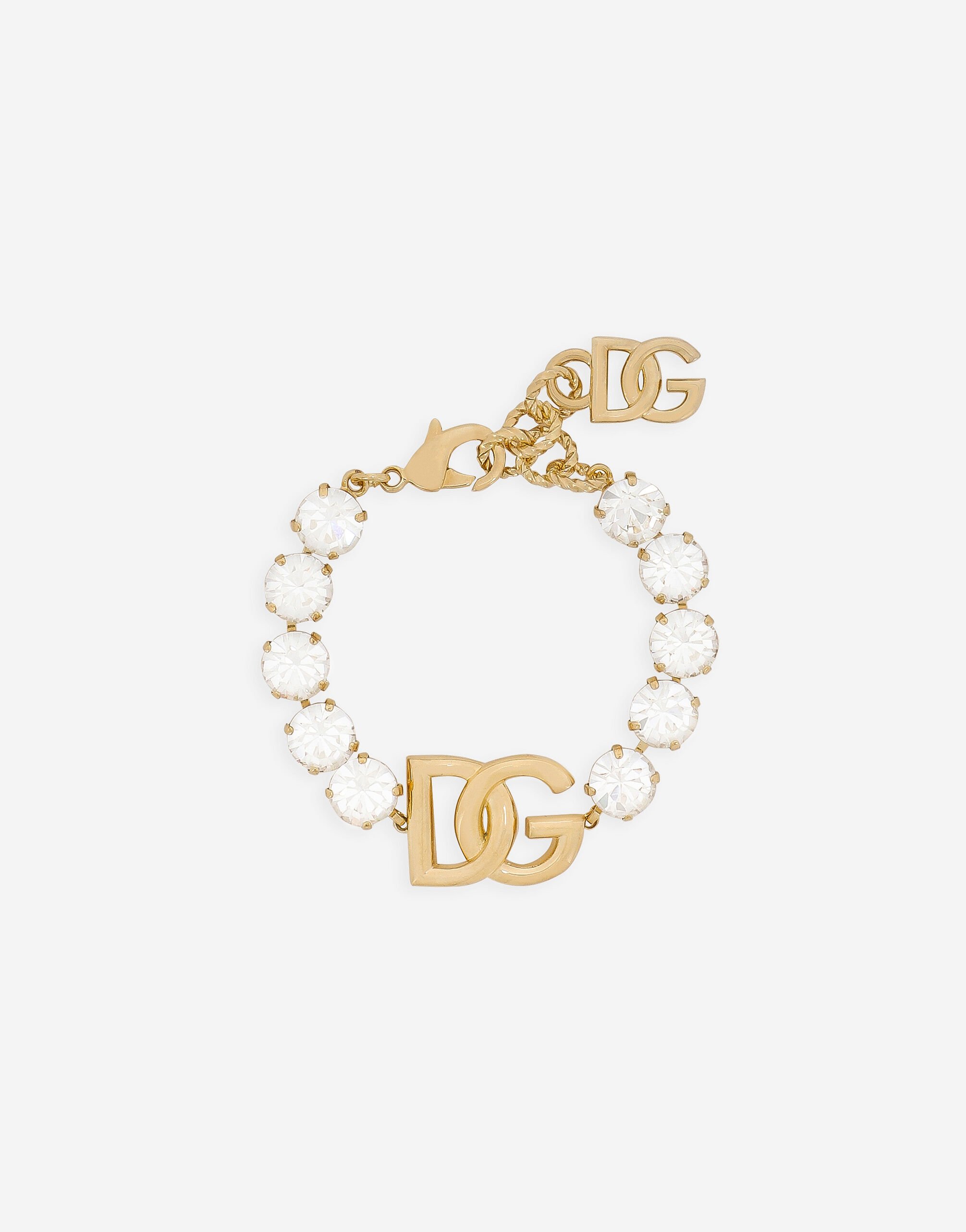 Dolce & Gabbana Bracelet with rhinestones and DG logo Gold WNQ2X1W1111