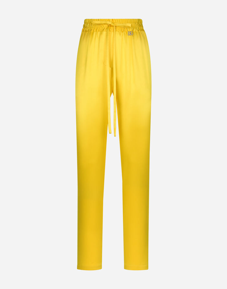 Dolce & Gabbana Pantalón en crepé de seda con cintura elástica Amarillo FTC11TFU1NG