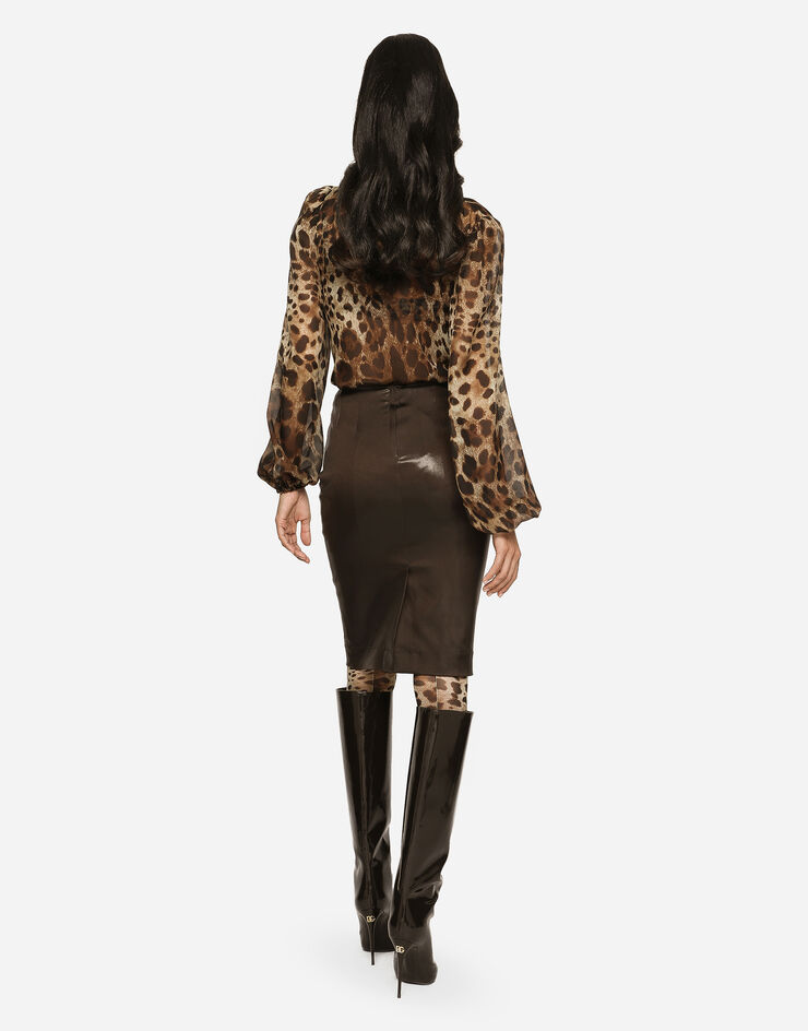 Dolce&Gabbana Midi skirt in shiny satin Brown F4COJTFURMV