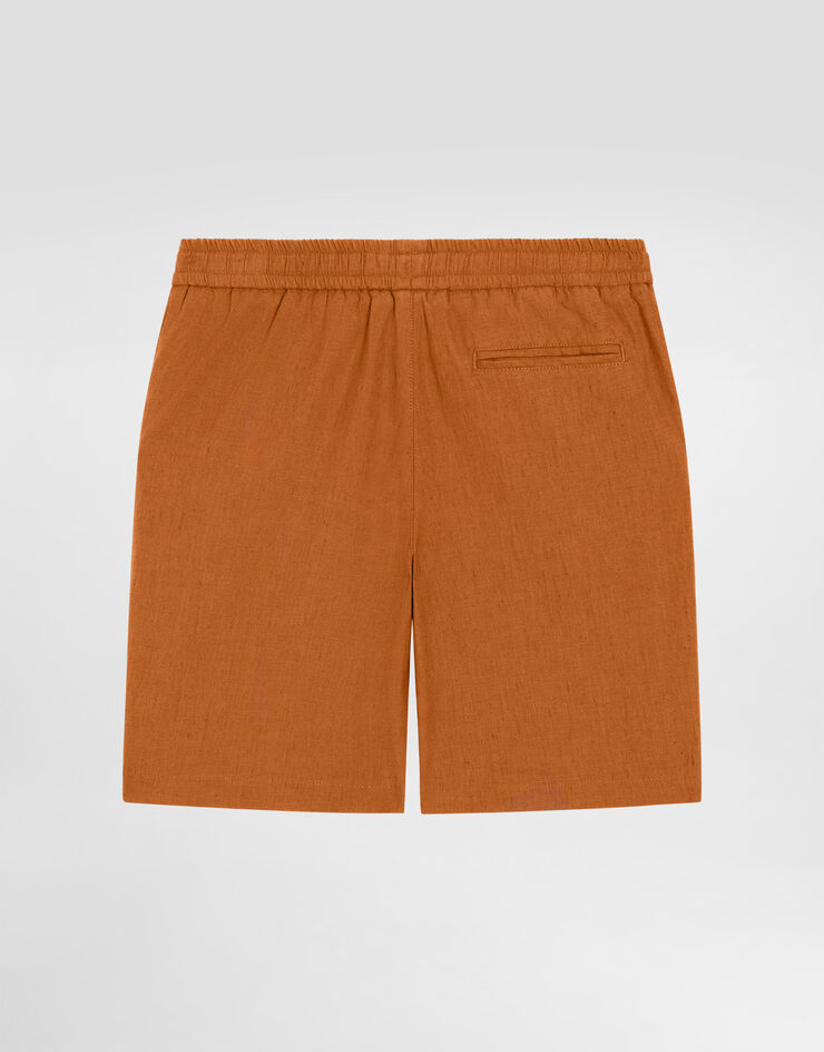 Dolce & Gabbana Cotton and linen canvas bermuda shorts Beige L43Q58LT372