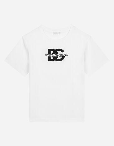 Dolce & Gabbana T-Shirt aus Jersey DG-Logoprint Weiss L4JTEYG7M4H