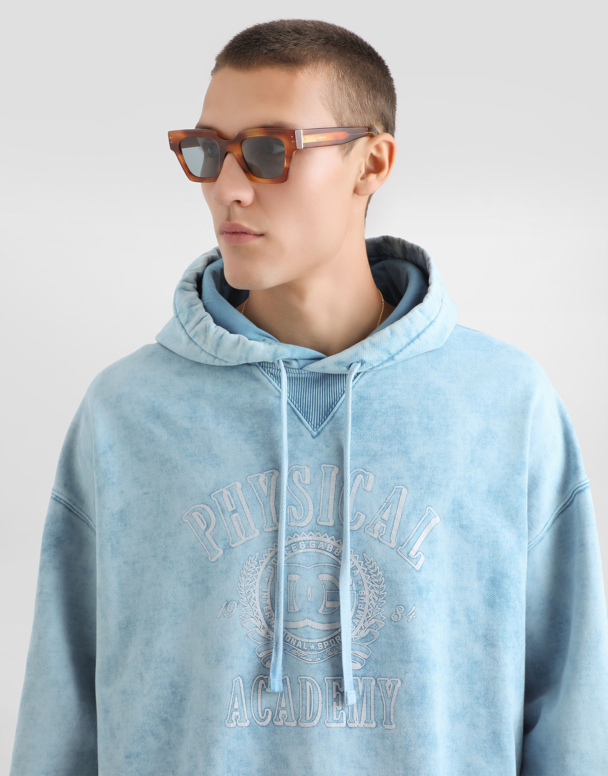 ドルチェアンドガッバーナ ﾌﾞﾙｰ G9ZU0T G7F2G ｽｳｪｯﾄﾌｰﾃﾞｨ 44 Cotton sweatshirt with vintage finish in Multicolor for Men
