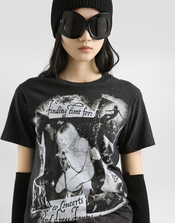 Dolce & Gabbana Jersey t-shirt with print Multicolor F8V90TGDDH4
