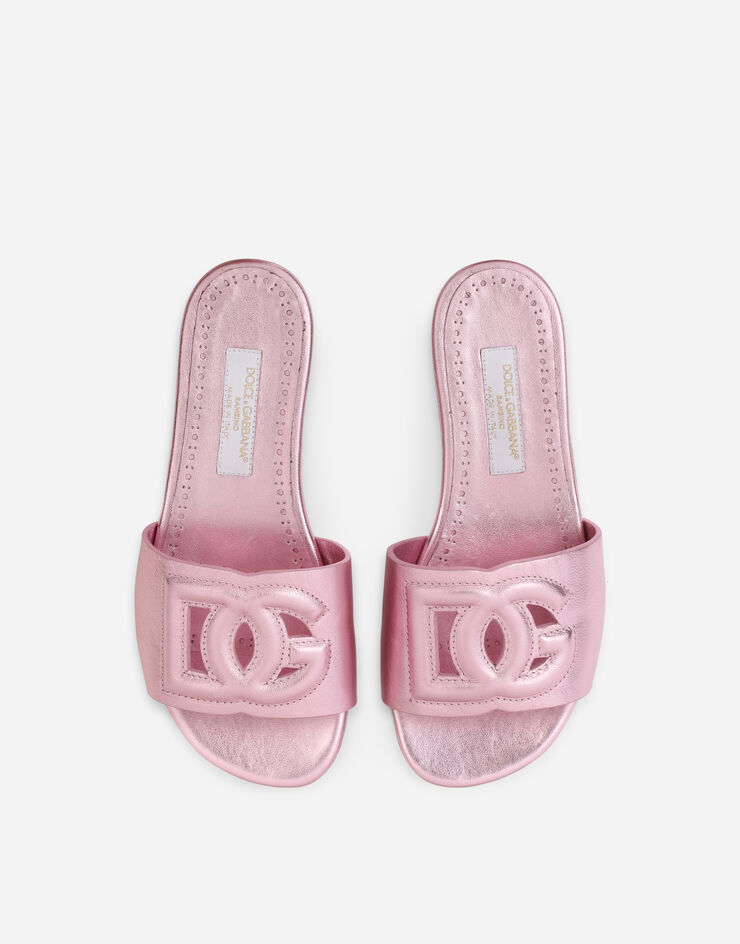 Dolce & Gabbana Calfskin DG millennials sliders Pink D11032A5439