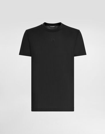 Dolce & Gabbana Silk T-shirt with logo Black G8RN8ZFU75F