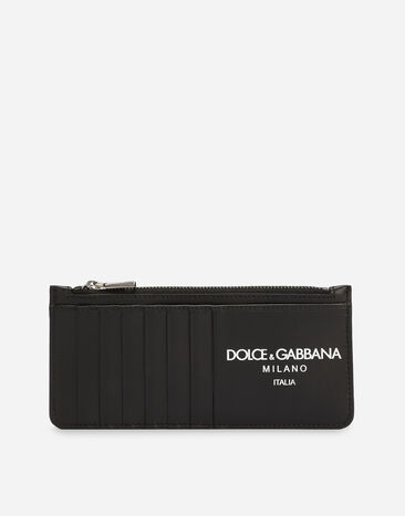 Dolce & Gabbana Вертикальная кредитница из телячьей кожи с логотипом черный BP0330AW576