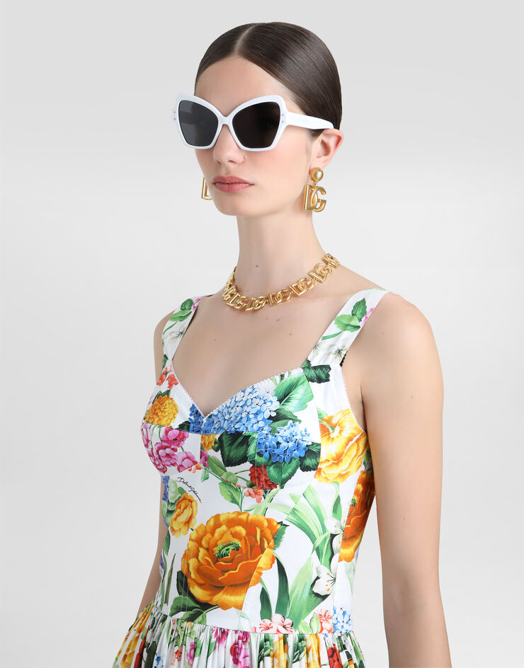 Dolce & Gabbana Vestido corsetero largo con estampado de flores Imprima F6AEITHS5S5