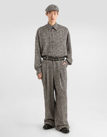Dolce & Gabbana Camisa de chifón con estampado de bouclé  Multicolor G5NT3TIS1ZM