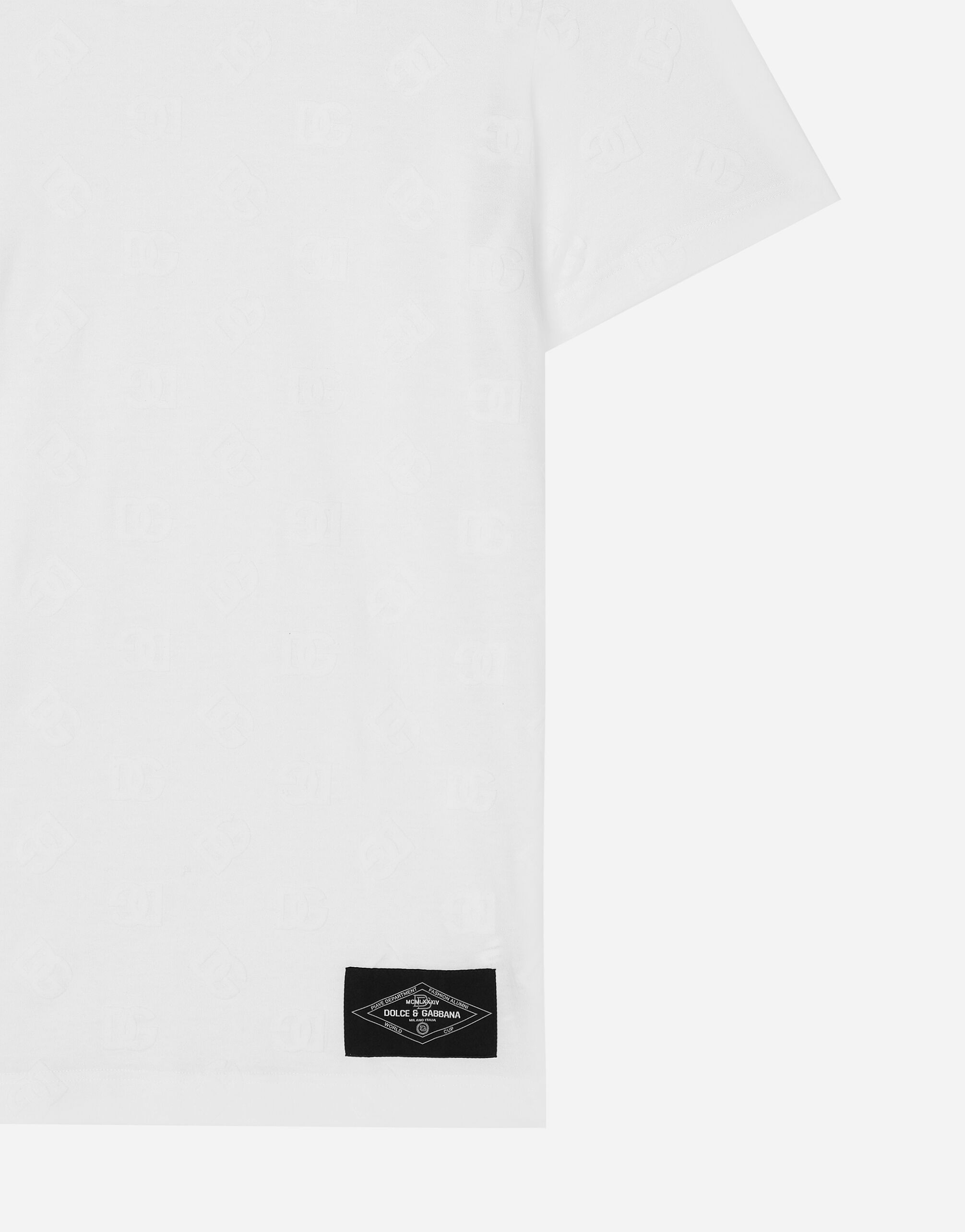 Tシャツ・カットソー Dolce & Gabbana FW24 COTTON T-SHIRT (G8PT1T G7NWEW0800) Cotton T-shirt with all-over flocked DG print in Black for