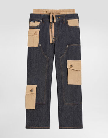 Dolce & Gabbana Denim trousers with double belt motif Multicolor L45P10LDD47