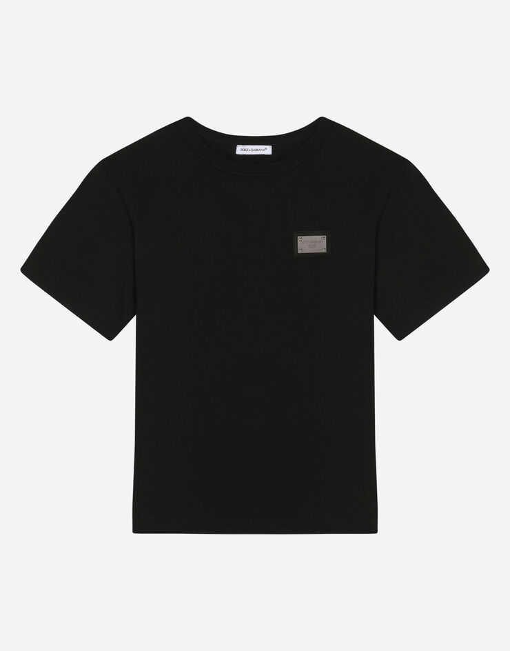 Dolce & Gabbana Jersey T-shirt with logo tag Black L4JT7TG7I2O