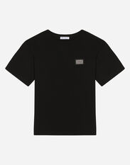 Dolce & Gabbana Jersey T-shirt with logo tag Negro L5JW9NG7L1J