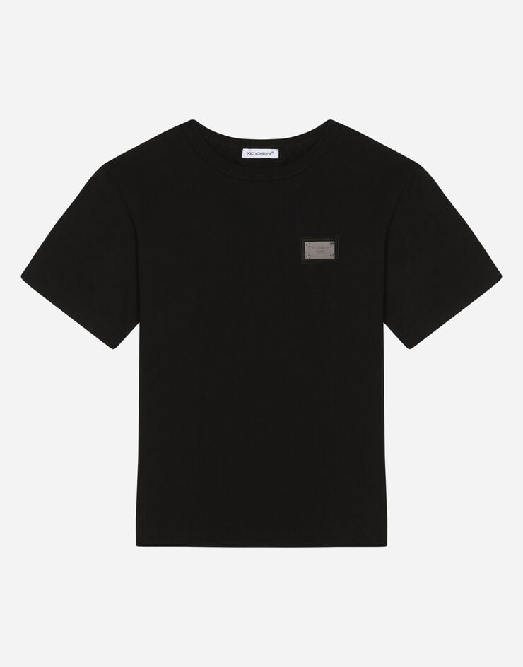 DolceGabbanaSpa Jersey T-shirt with logo tag Black L4JT7TG7I2O