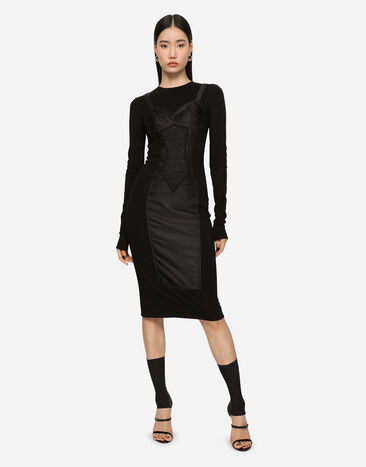 Dolce & Gabbana Abito midi in jersey Nero F6ARFTFUGKF