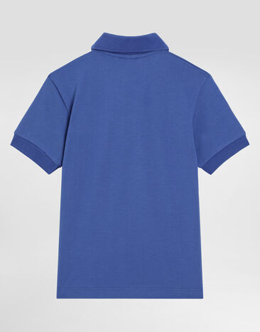 Dolce & Gabbana Piqué polo-shirt with logo tag Azul L4JTGWG7M4T