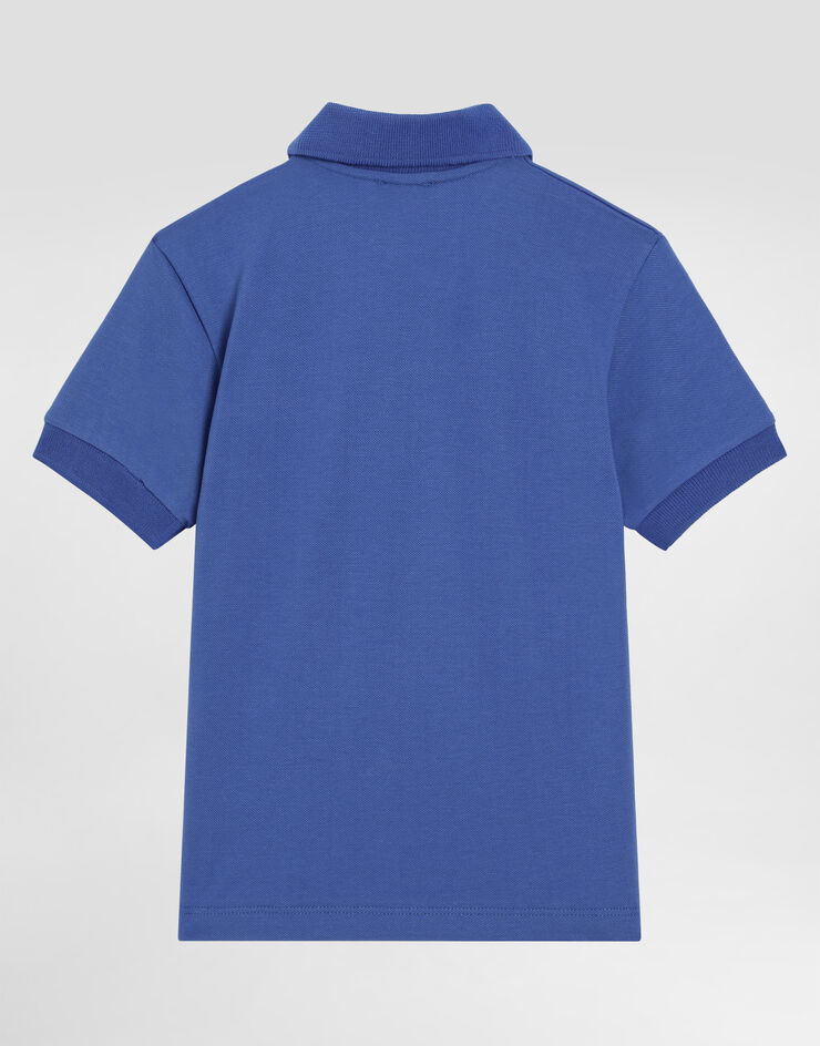 Dolce & Gabbana Piqué polo-shirt with logo tag Azul L4JTGWG7M4T