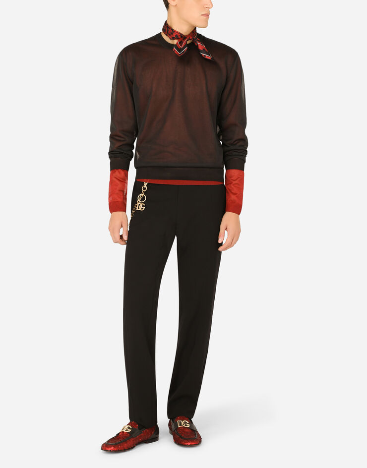 Dolce & Gabbana Round-neck technical yarn sweater Multicolor GXI18TJCMV3