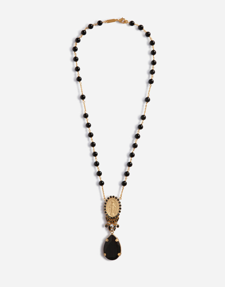Dolce & Gabbana Pendant necklace with votive pendant and crystal rhinestones NERO/ORO WNM2M1W1111