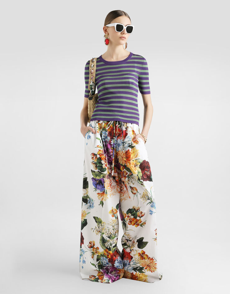 Dolce & Gabbana Flower bouquet-print poplin trousers Print FTDCOTHS5TR