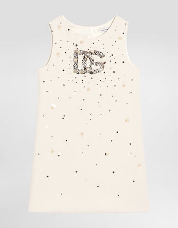 Dolce & Gabbana فستان مخمل ناعم بكولوت White L54DH1FURMM