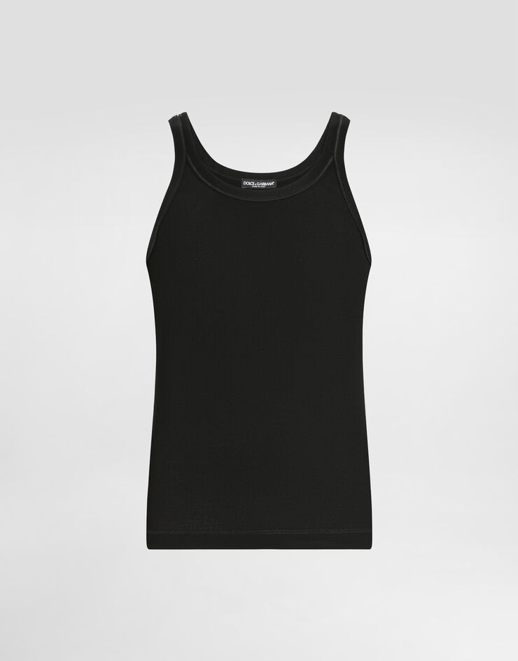 Dolce & Gabbana Fine-rib washed cotton singlet Black G8PA8TG7P0D