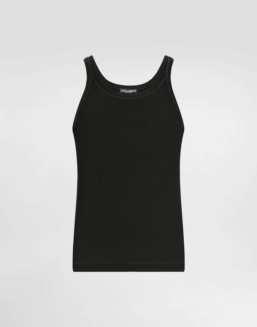 Fine-rib washed cotton singlet