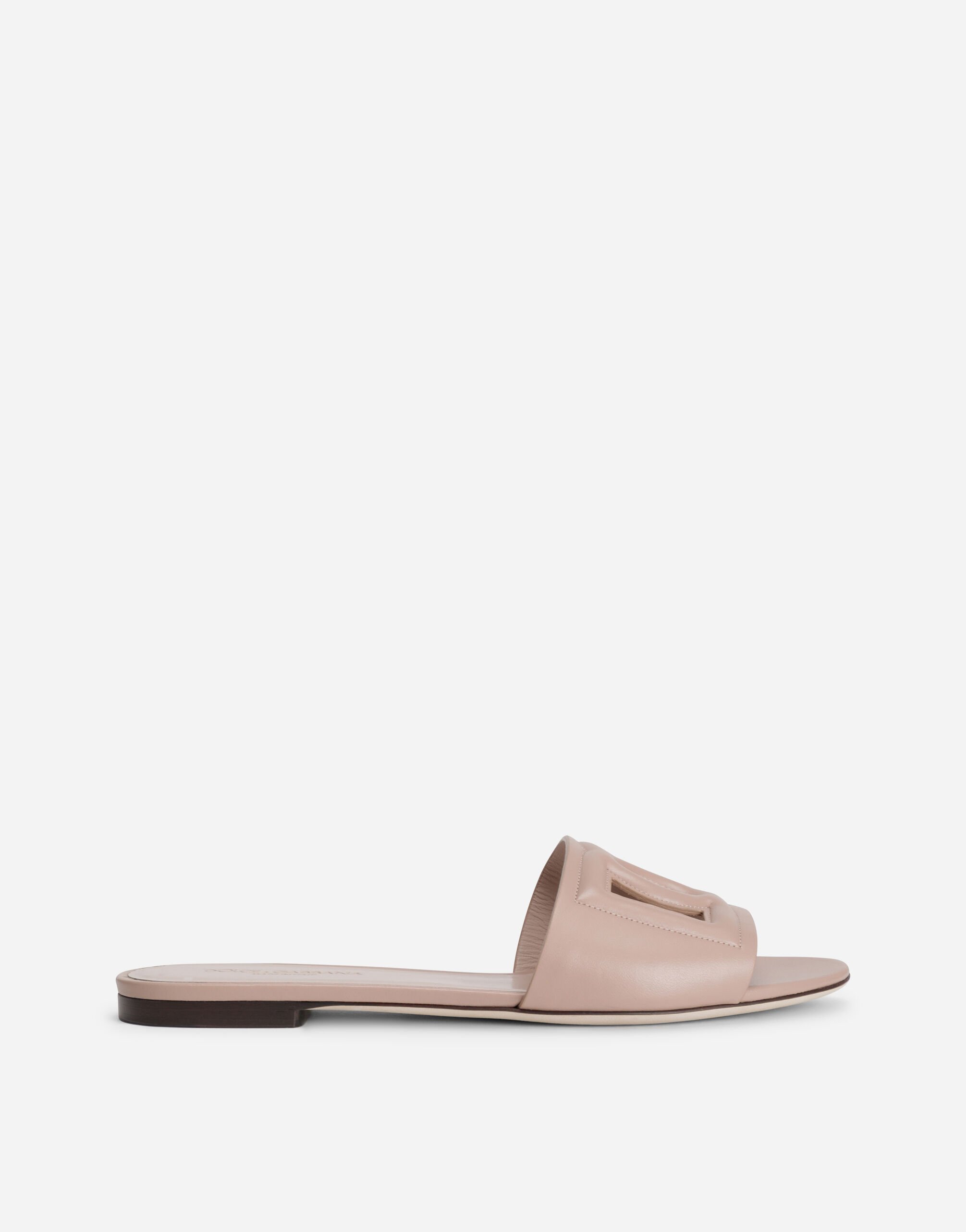 Dolce & Gabbana Mules en cuir de veau à logo DG Beige CQ0592AR344