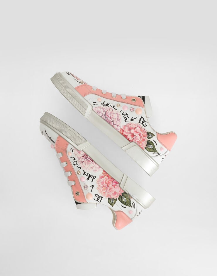 Dolce & Gabbana Portofino light calfskin sneakers with embroidery Multicolor D11390AZ260