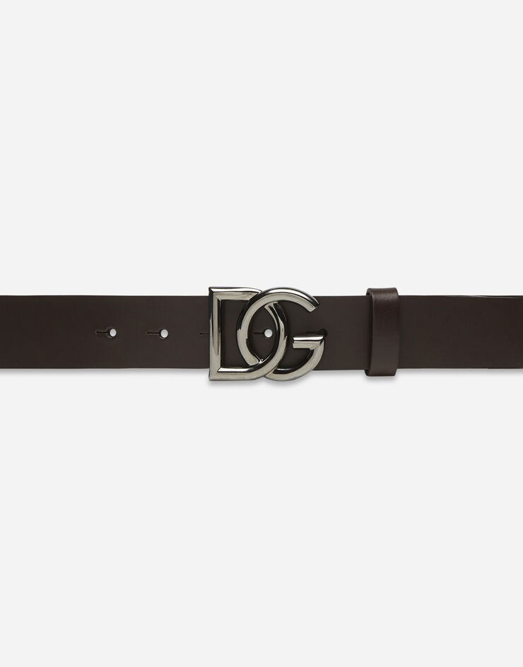 Dolce & Gabbana Leather belt with crossed DG logo BROWN BC4400AV479