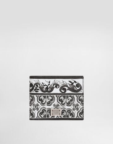 Dolce & Gabbana Cartera de piel con estampado de mayólica Multicolor BP3102AN719